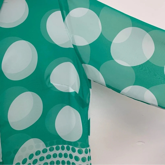 Susan Graver Blouse Woman XS Kelly Green Polka Dot Semi Sheer Long Sleeve Tunic - Picture 4 of 10